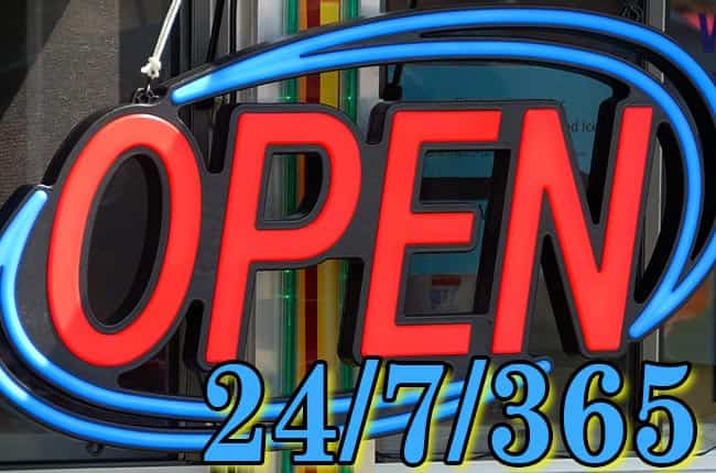 Estamos disponibles 24 horas 7 dias 365 dias del año